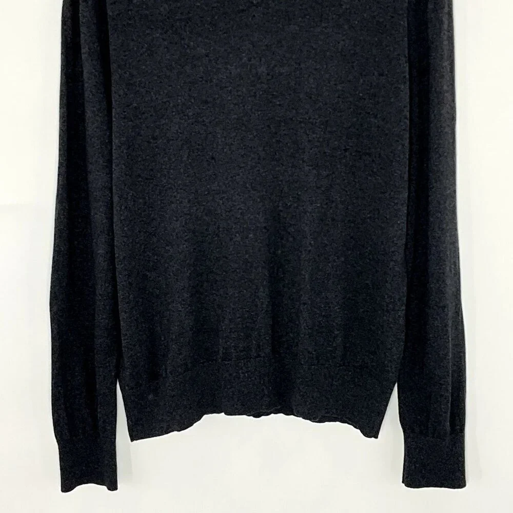 Banana Republic Sweater Men L Gray Luxury Blend Silk Cashmere V-Neck Casual Prep